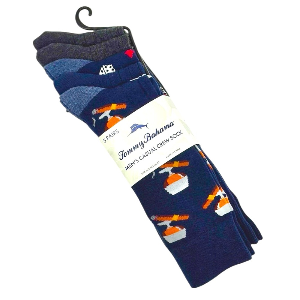 Tommy Bahama 5-Pack Assorted Pima Cotton Novelty
Crew Socks